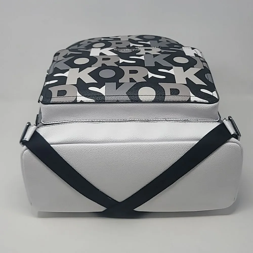 New! Michael Kors Cooper MK Signature Black Multi Commuter Backpack
